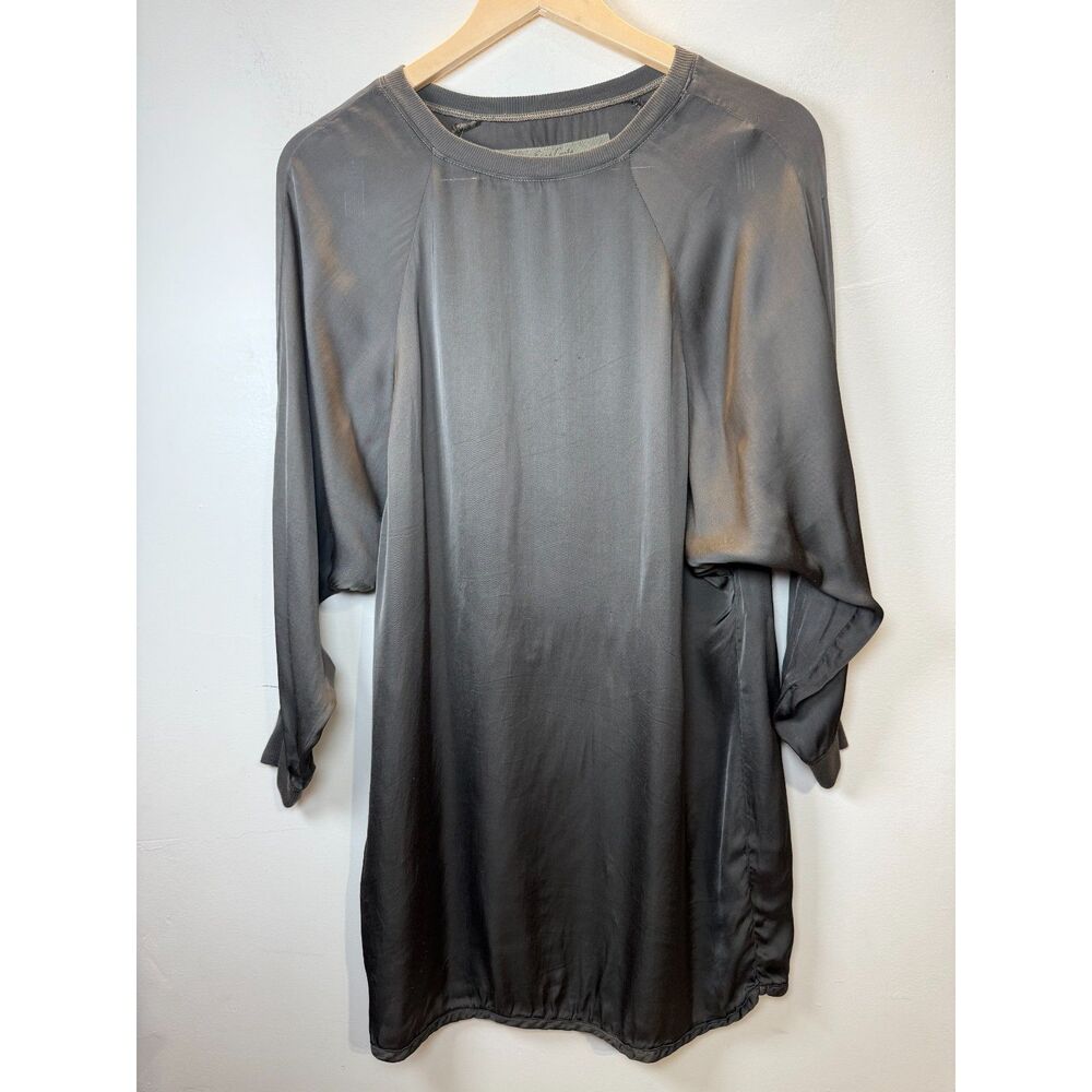 Enza Costa Dolman Sleeve Tunic Dress Women’s Size 0 Gray Satin Casual
